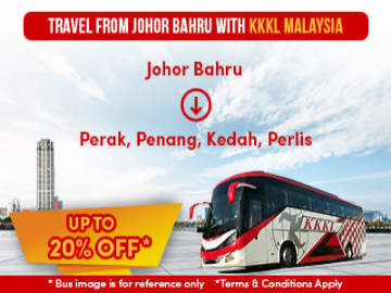 Get 20% off when travelling from Johor Bahru with KKKL