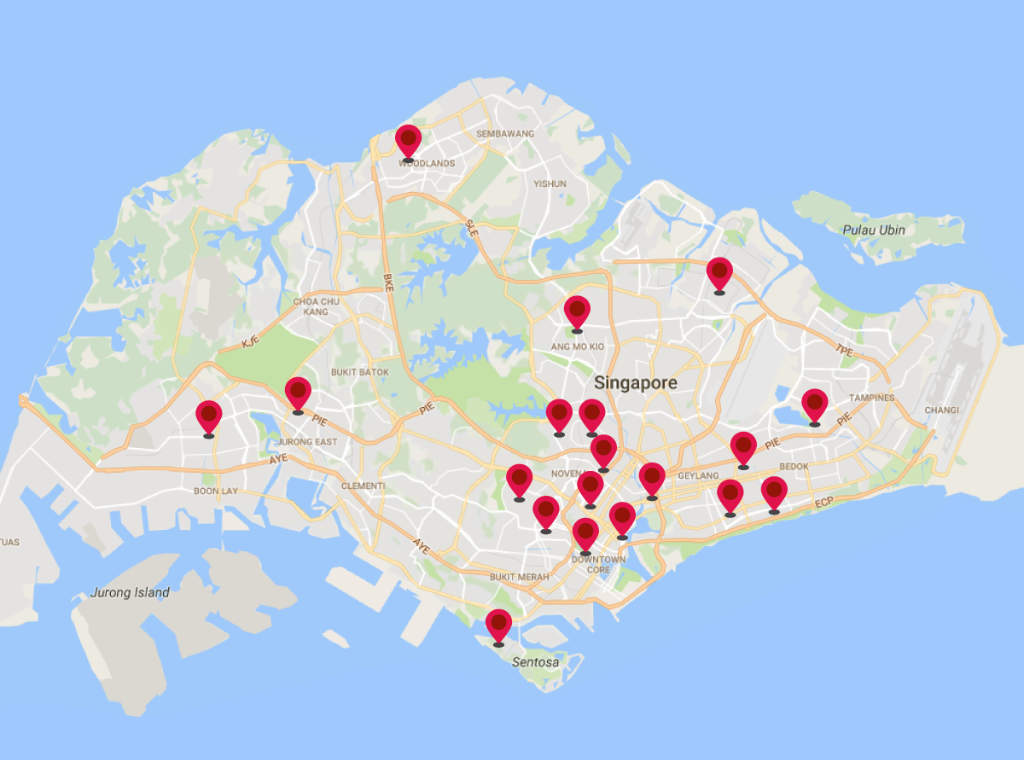 Express bus pick-up points in Singapore