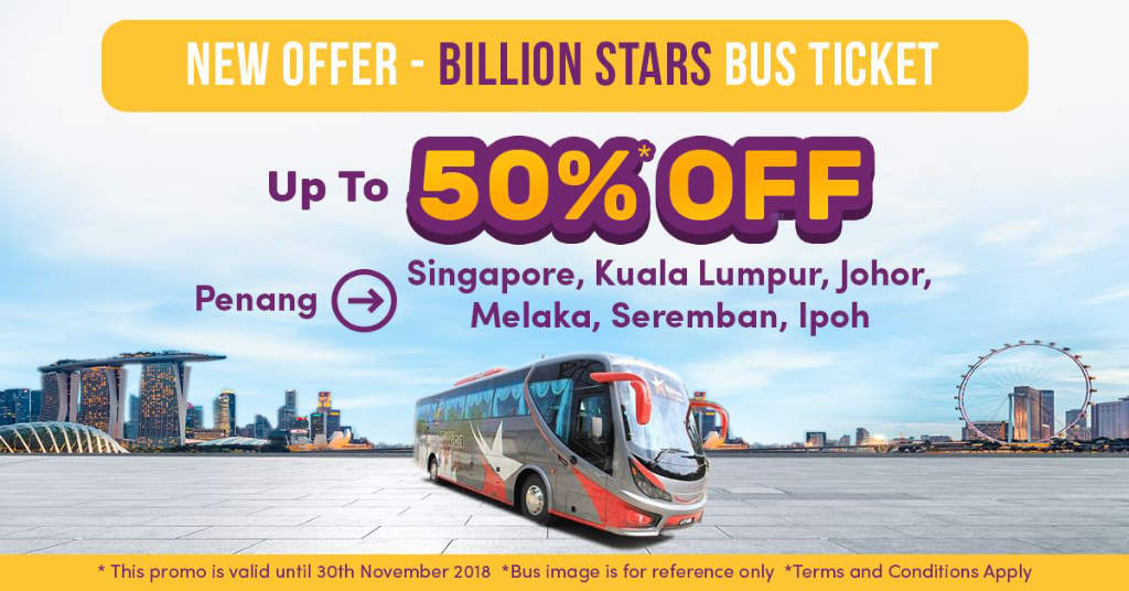 Easybook Promo: Billion Stars Bus Tickets at 50% Discount