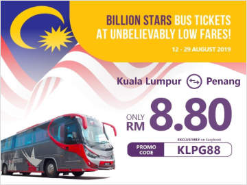Promo: Kuala Lumpur to Penang Bus Ticket only RM8.80