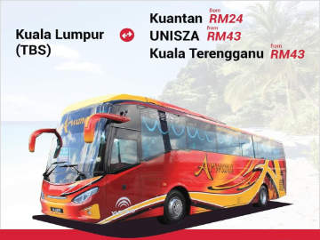 Bus from Kuala Lumpur to Kuantan, UniSZA & Kuala Terengganu