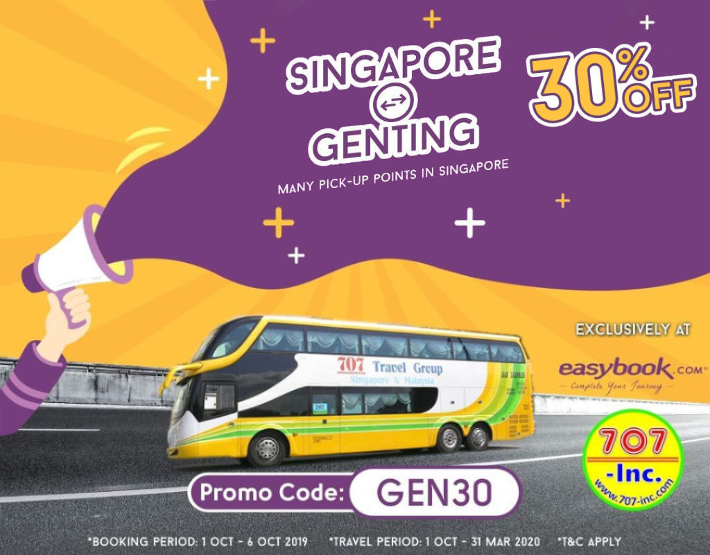 Promo: 30% off bus ticket between Singapore and Genting Highlands with 707-Inc