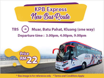 TBS to Muar, Batu Pahat & Kluang by KPB Express