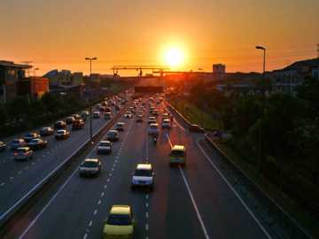 Sunset over expressway