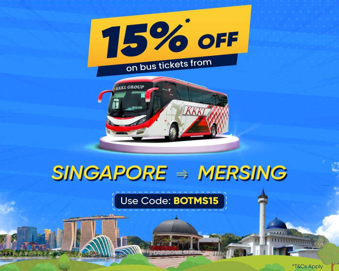15% off KKKL Bus Tickets from Singapore to Mersing