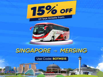 15% off KKKL Bus Tickets from Singapore to Mersing