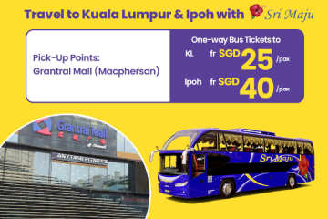 Sri Maju Bus Tickets to Kuala Lumpur(SGD25) and Ipoh(SGD40)